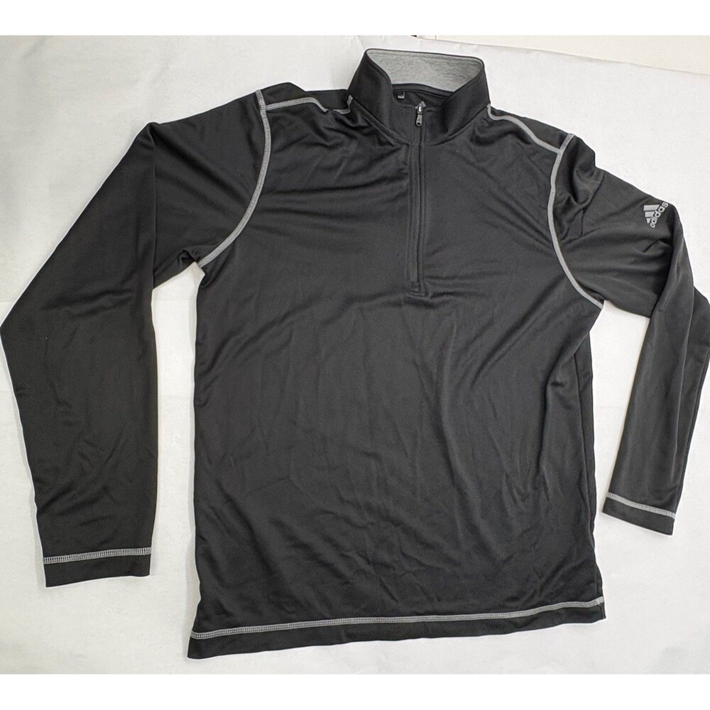 Adidas Performance 1/4 Zip Pullover Mens M Black Long Sleeve Golf